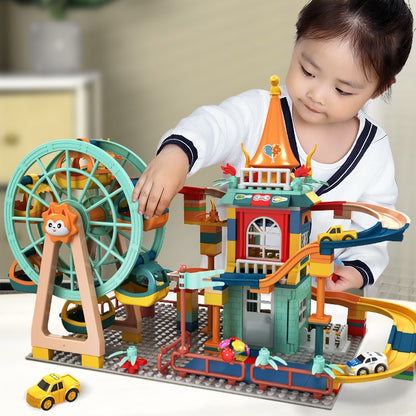 Marble Run Architecture Castle Building Blocks Car Action Figures