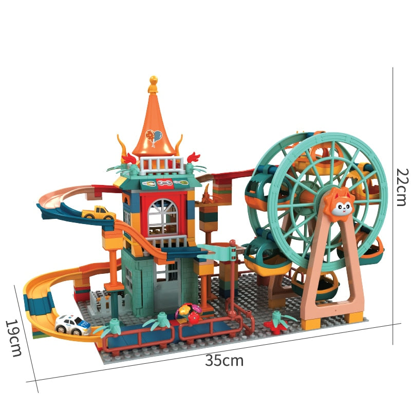 Marble Run Architecture Castle Building Blocks Car Action Figures