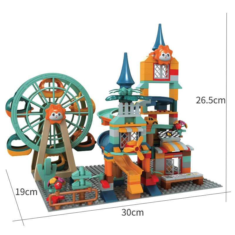 Marble Run Architecture Castle Building Blocks Car Action Figures