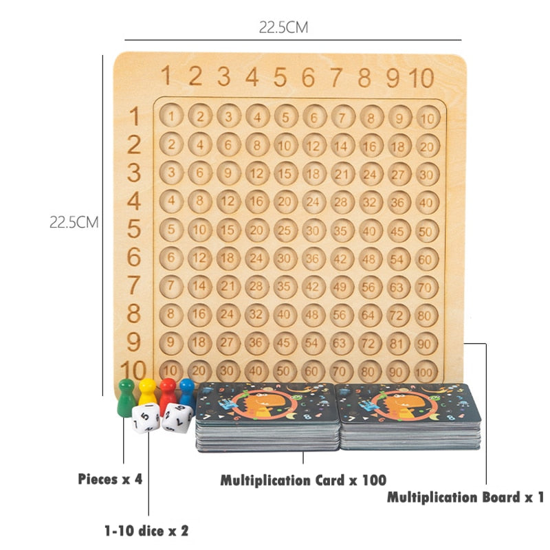 Wooden Montessori Multiplication Board Game