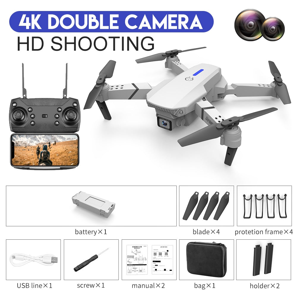 E88Pro RC Drone 4K Professinal With 1080P Wide Angle