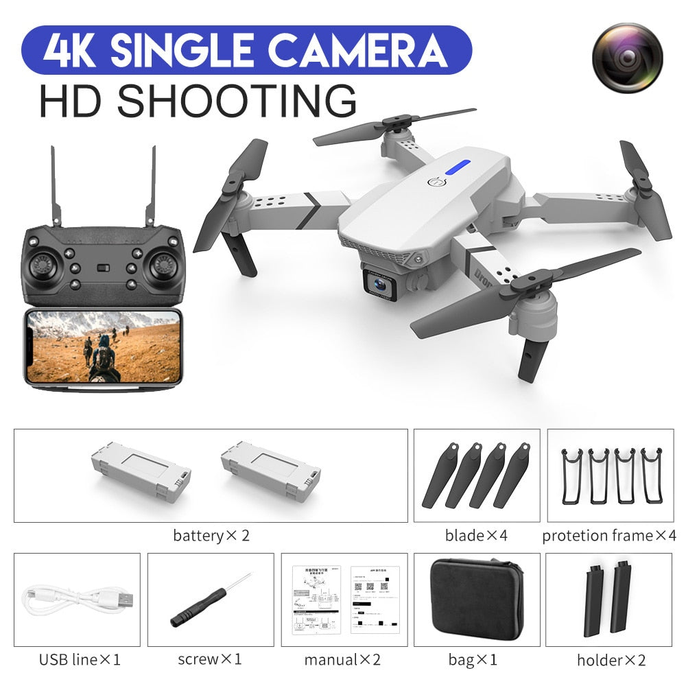 E88Pro RC Drone 4K Professinal With 1080P Wide Angle