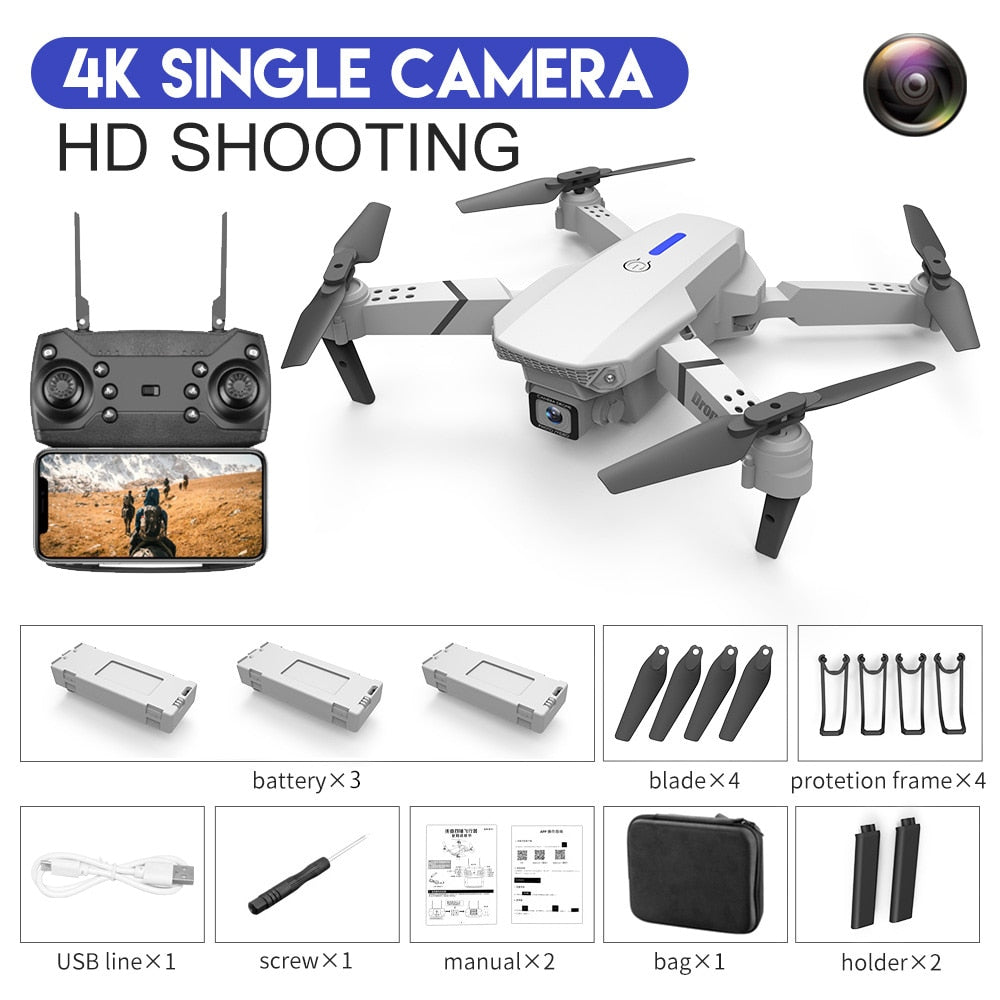 E88Pro RC Drone 4K Professinal With 1080P Wide Angle