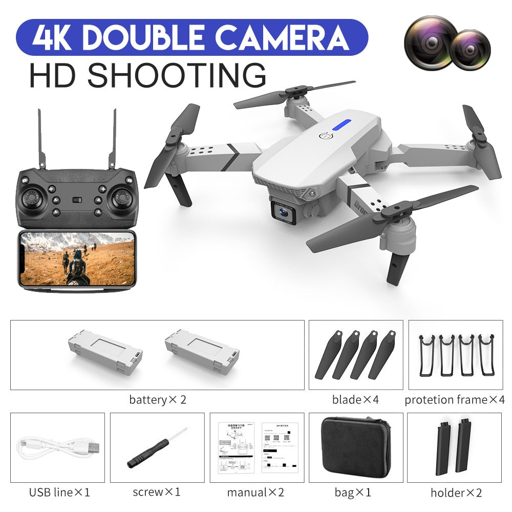 E88Pro RC Drone 4K Professinal With 1080P Wide Angle