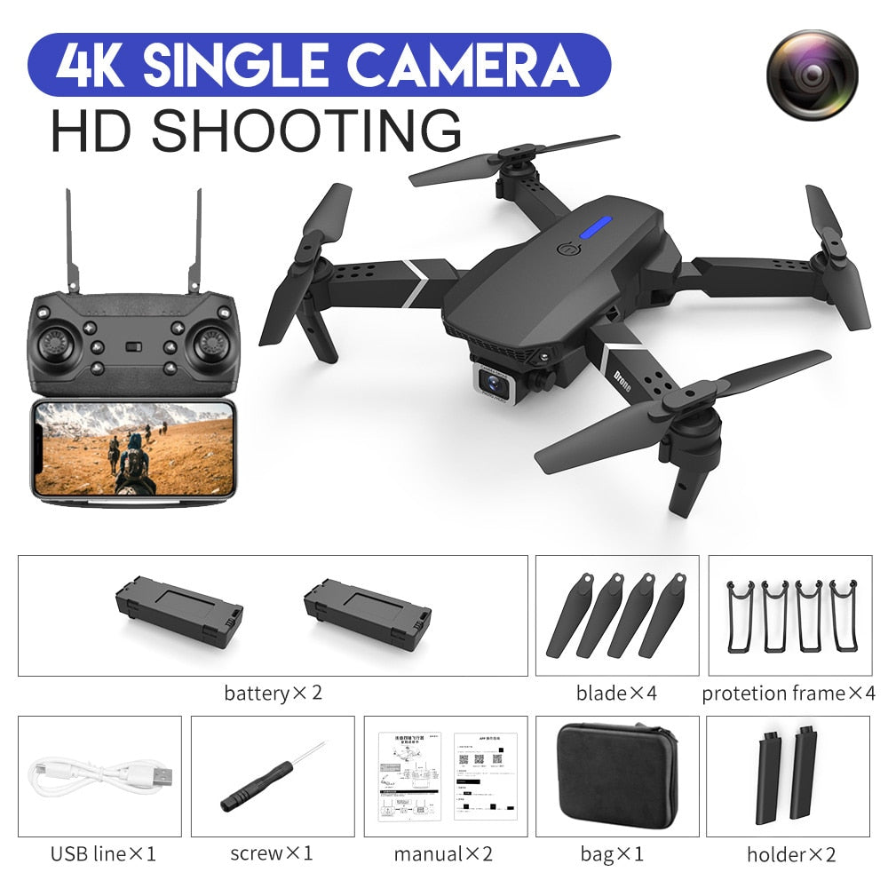 E88Pro RC Drone 4K Professinal With 1080P Wide Angle