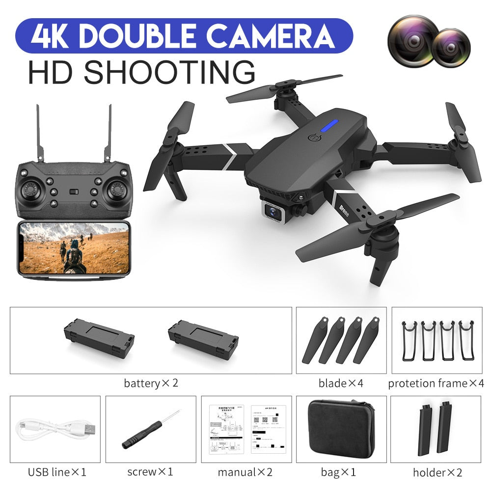 E88Pro RC Drone 4K Professinal With 1080P Wide Angle