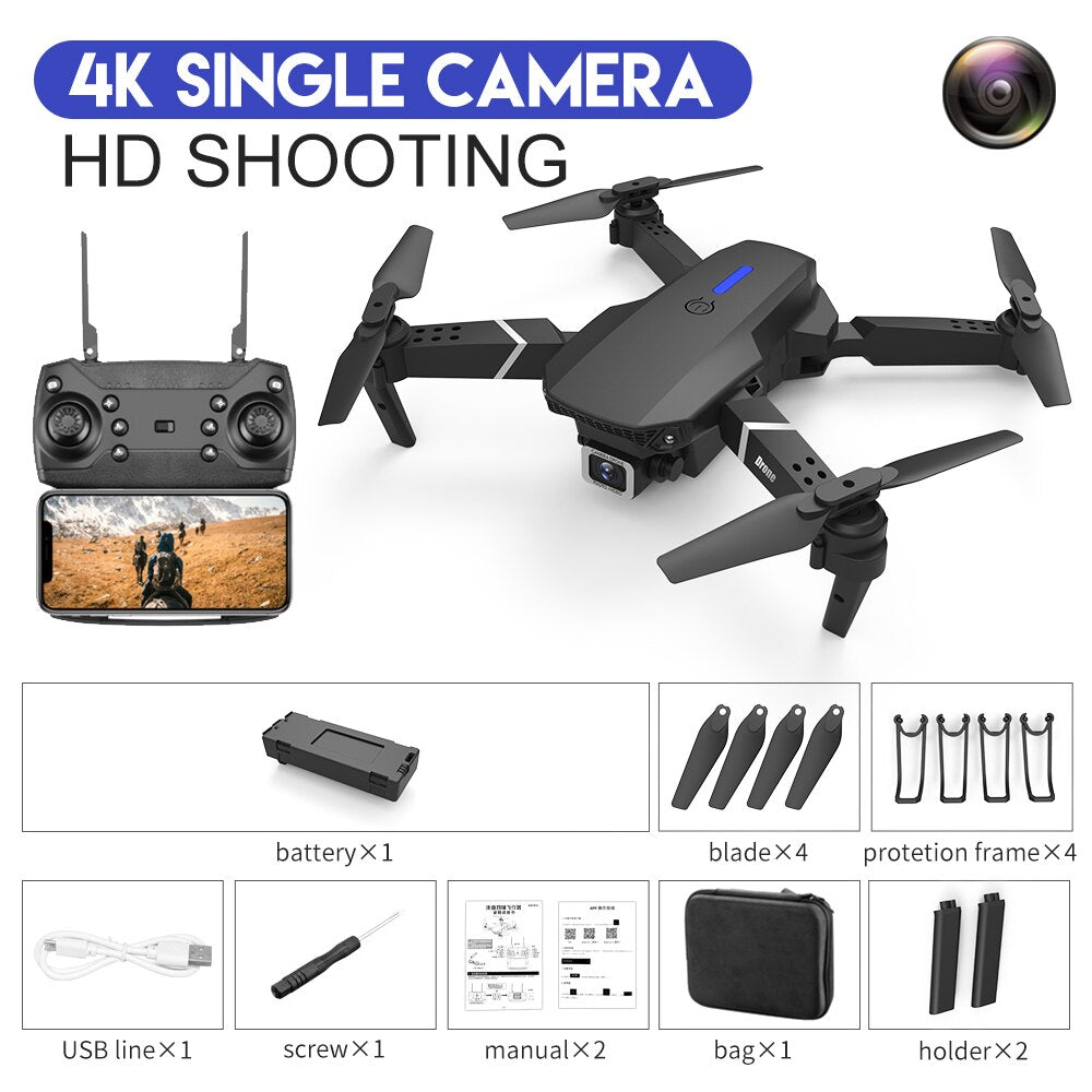 E88Pro RC Drone 4K Professinal With 1080P Wide Angle